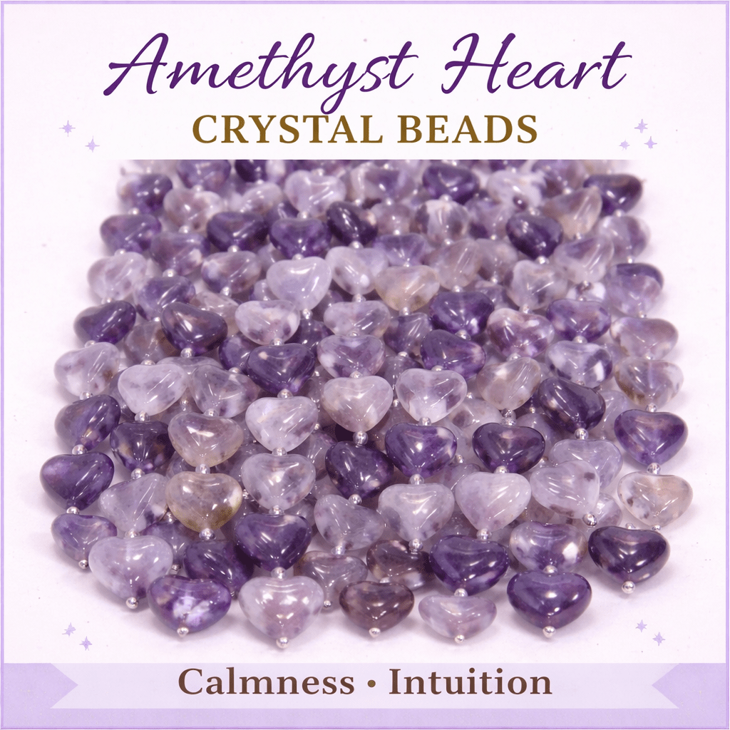 Amethyst Heart Crystal Beads Line - GOOD HABITSS