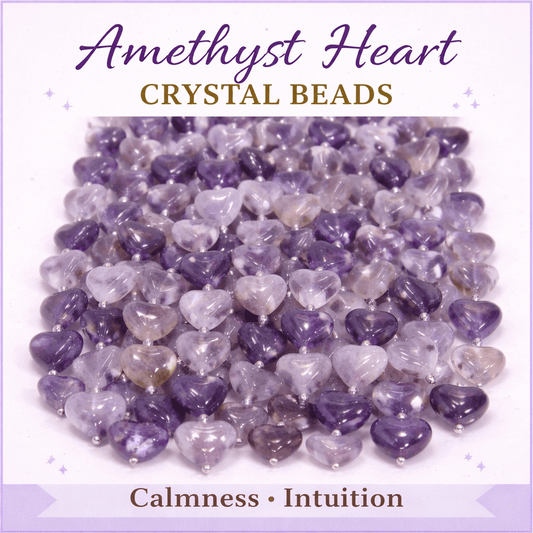 Amethyst Heart Crystal Beads Line - GOOD HABITSS