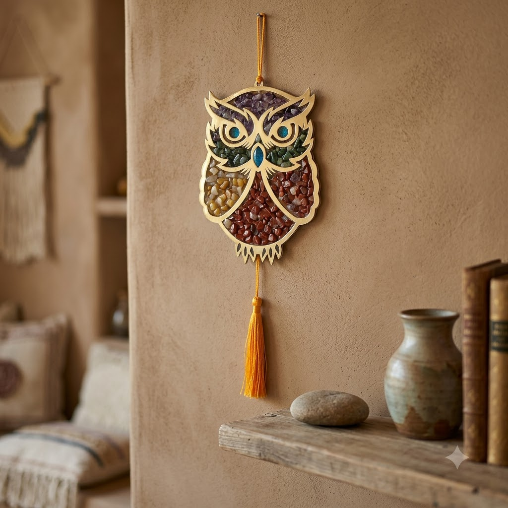 Crystal Owl Wall Hanger – Multi-Crystal Home Décor – Good Habiitss