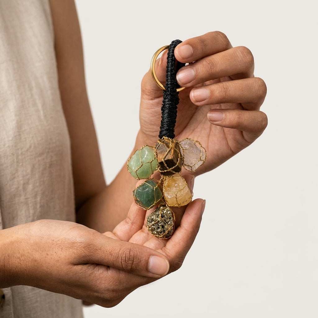 Dhan Yog Raw Stone Keychain