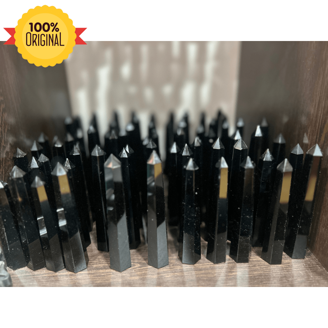 Black Obsidian Crystal Tower Wand - GOOD HABITSS