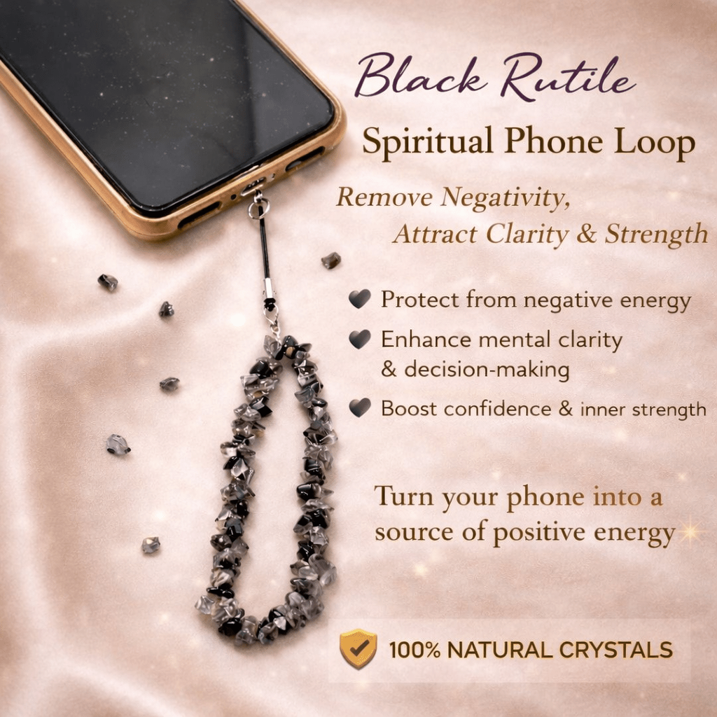 Black Rutile Spiritual Phone Loop - GOOD HABITSS