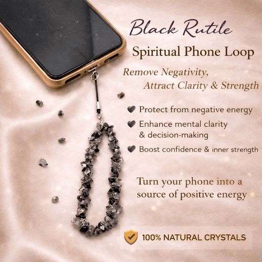 Black Rutile Spiritual Phone Loop - GOOD HABITSS