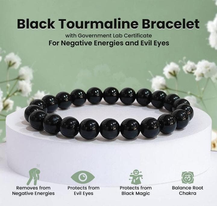 Black Tourmaline Bracelet (8 MM) - GOOD HABITSS