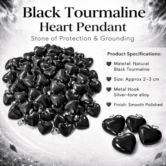 Black Tourmaline Heart Pendant - GOOD HABITSS