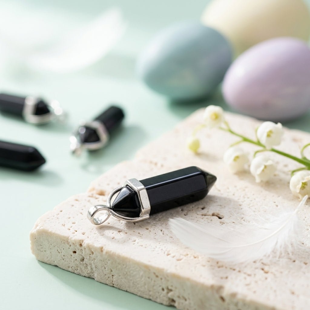 Black Tourmaline Pencil Pendant - GOOD HABITSS