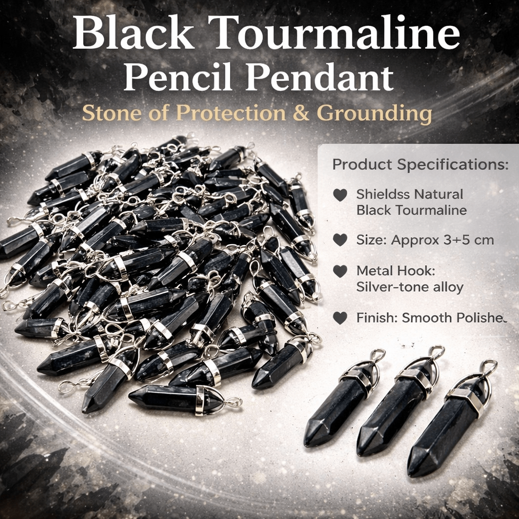 Black Tourmaline Pencil Pendant - GOOD HABITSS