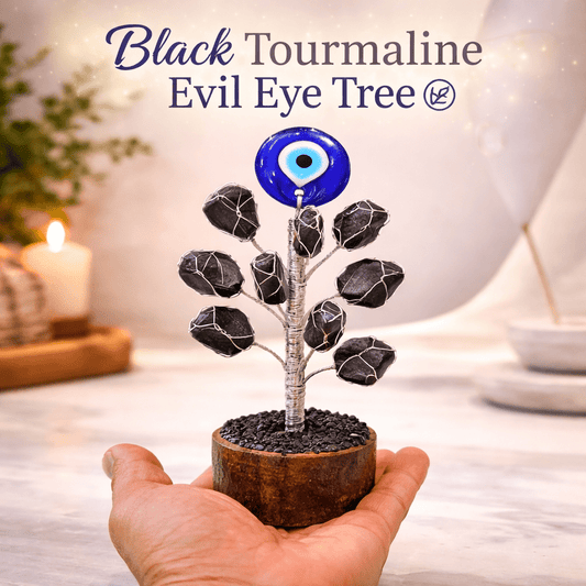 Black Tourmaline with Evil Eye Tree - GOOD HABITSS