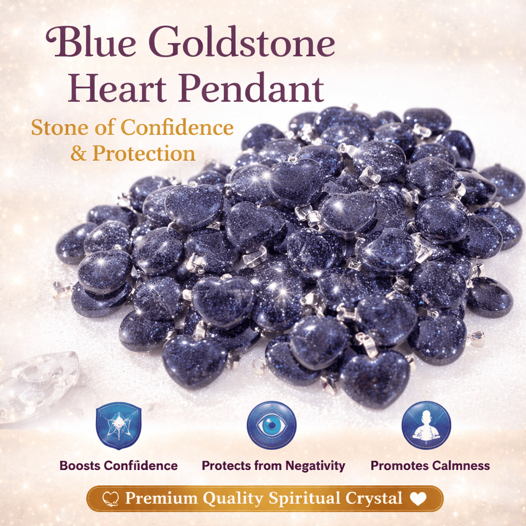 Blue Goldstone Heart Crystal Pendant - GOOD HABITSS
