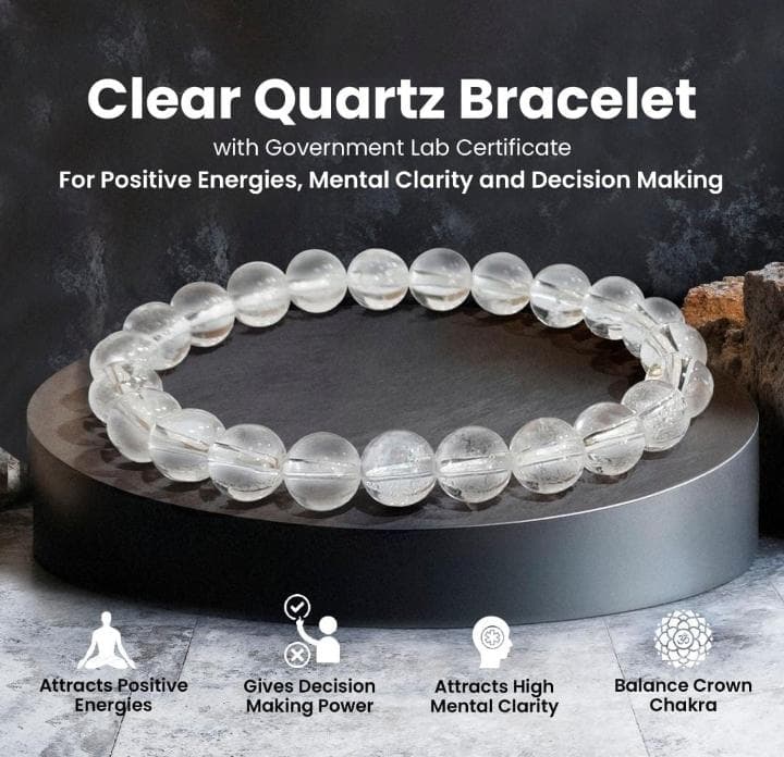 Clear Quartz Bracelet (8 MM) - GOOD HABITSS