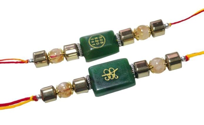 Crystal Green Jade Stone Money Switch Word Zibu Symbol Rakhi - GOOD HABITSS