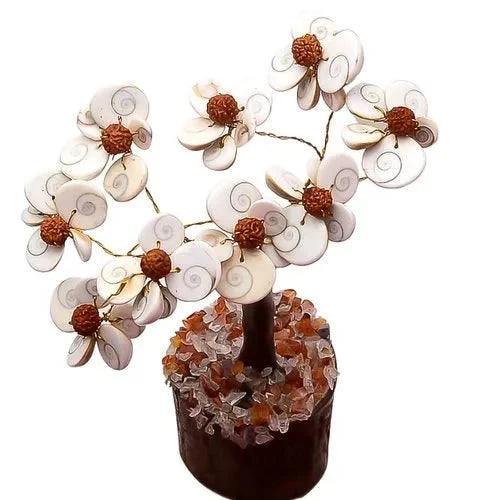 Gomti Chakra Tree with Beads Rudraksha (White and Brown) - GOOD HABITSS