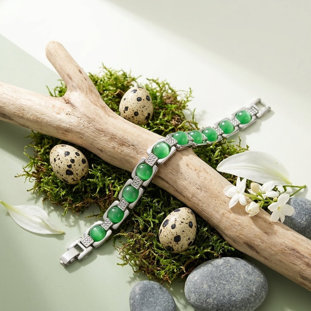 Green Aventurine Stone Metal Bracelet - GOOD HABITSS