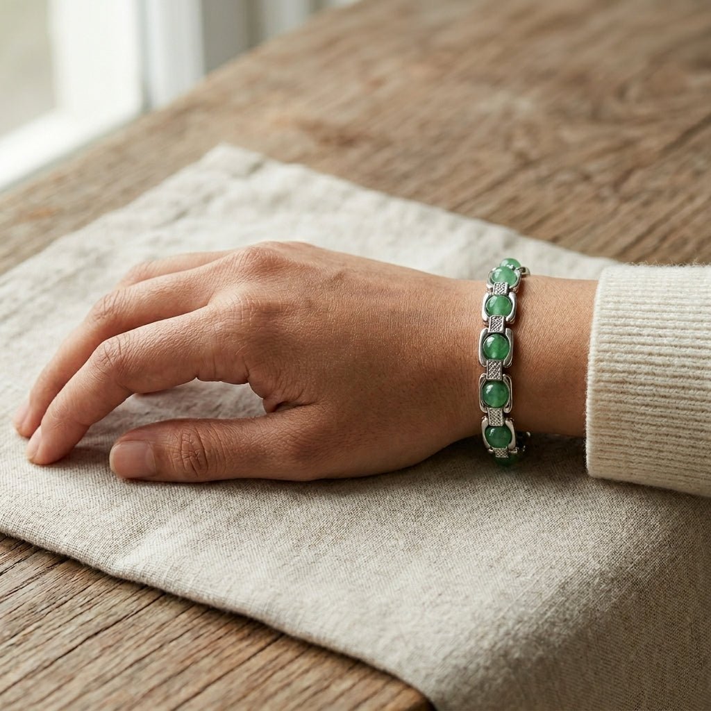 Green Aventurine Stone Metal Bracelet - GOOD HABITSS