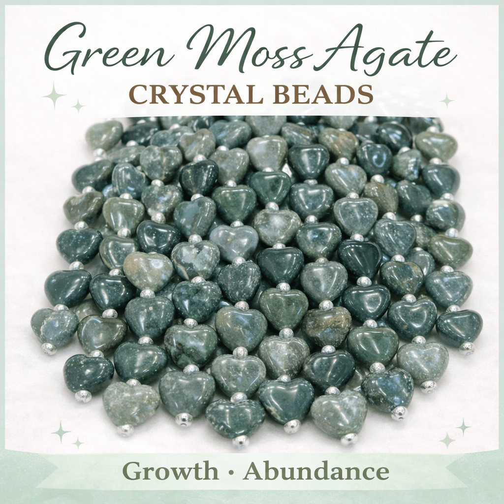 Green Moss Agate Heart Crystal Beads Line - GOOD HABITSS