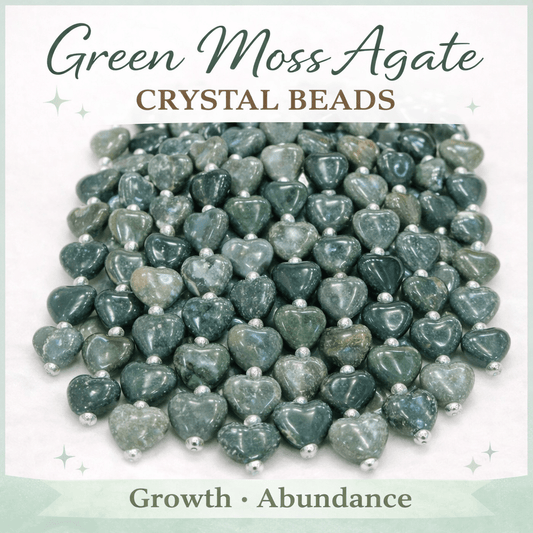 Green Moss Agate Heart Crystal Beads Line - GOOD HABITSS