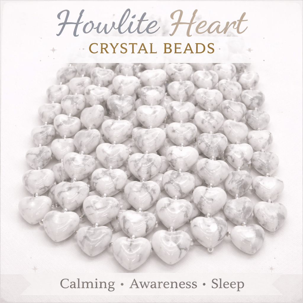 Howlite Heart Crystal Beads Line - GOOD HABITSS