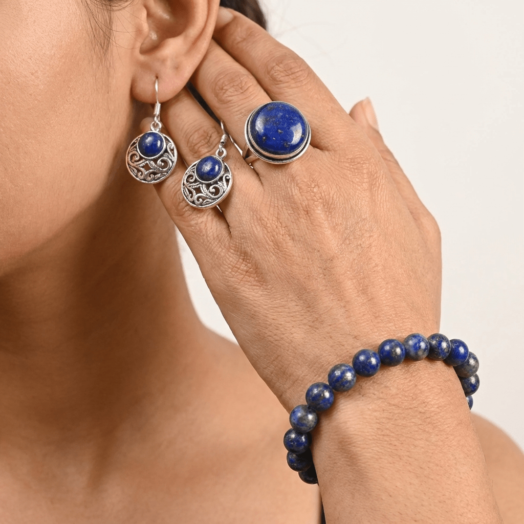 Lapis Lazuli Healing Crystal Jewelry Set - GOOD HABITSS