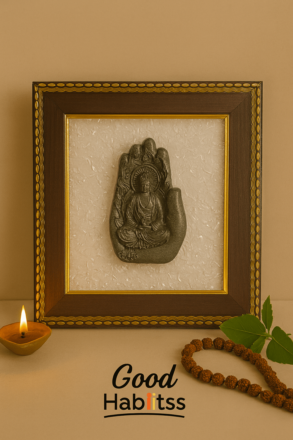 Lord Buddha Pyrite & Selenite Healing Frame - GOOD HABITSS