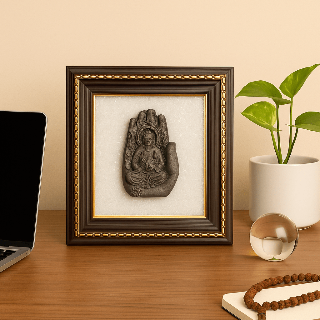 Lord Buddha Pyrite & Selenite Healing Frame - GOOD HABITSS