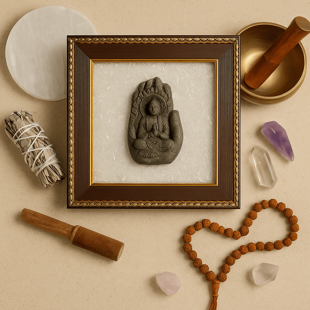Lord Buddha Pyrite & Selenite Healing Frame - GOOD HABITSS