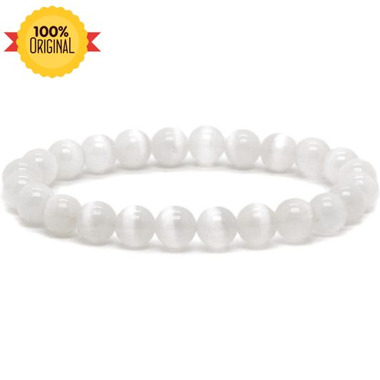 Natural Cat Eye White Selenite Bracelet - GOOD HABITSS