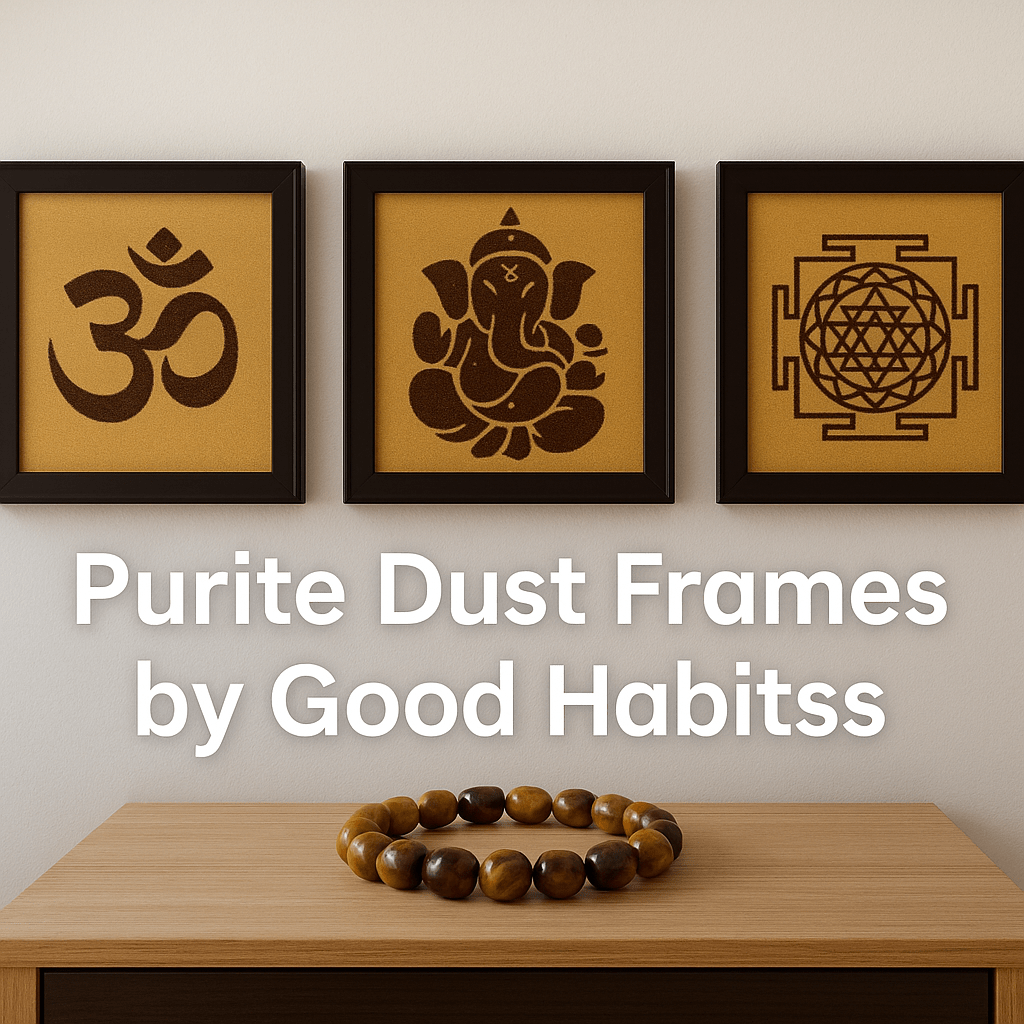 Natural Pyrite Dust Frame with Shree Yantra - GOOD HABITSS