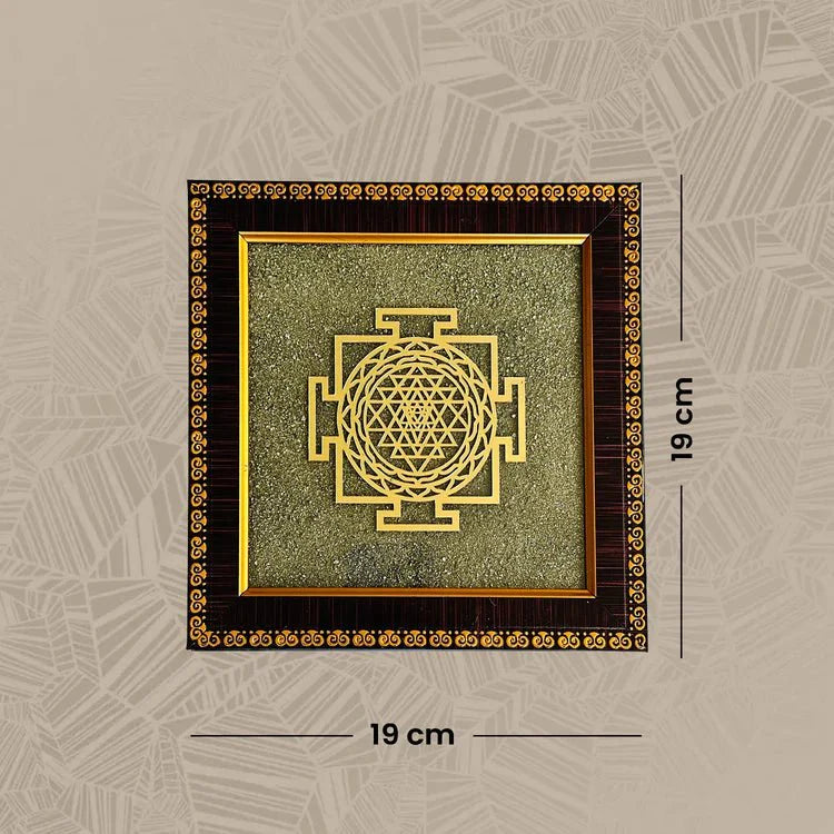 Natural Pyrite Dust Frame with Shree Yantra - GOOD HABITSS