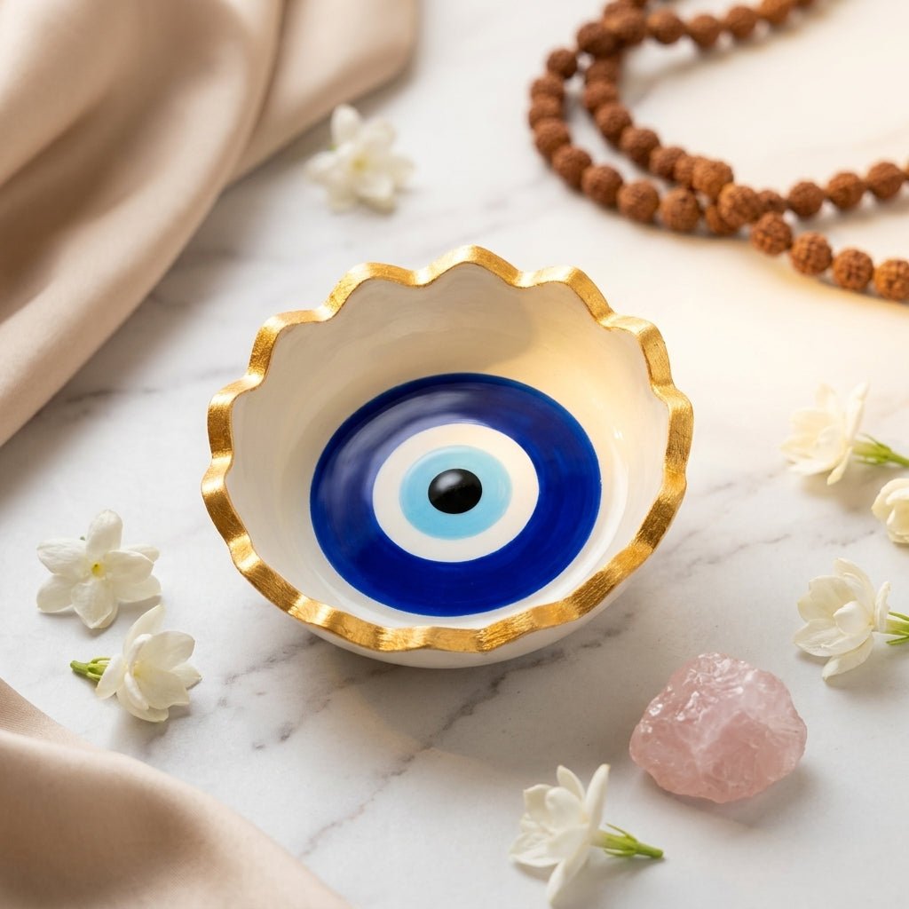 Nazar Protection Chakra Energy Selenite Plate Bowl - GOOD HABITSS