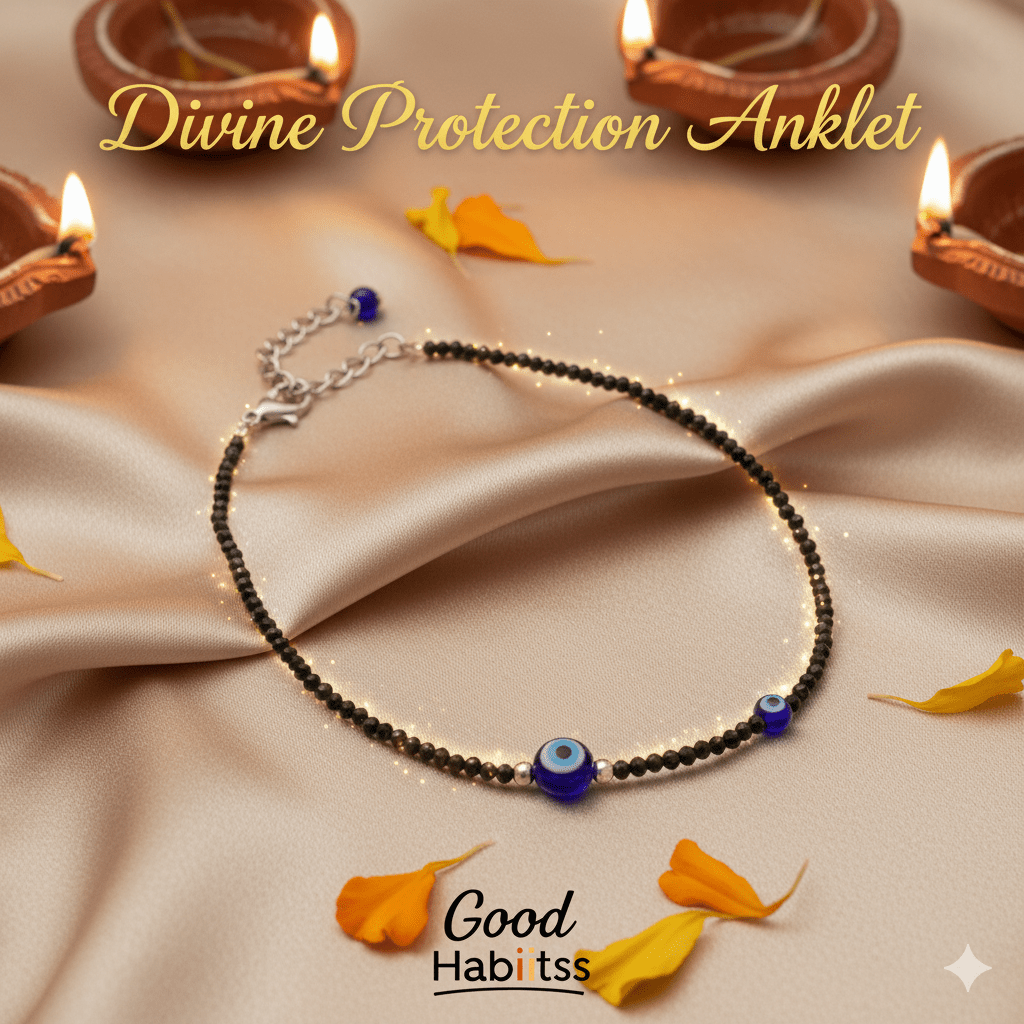 Negative Energy Blocker Anklet – Evil Eye + Tourmaline - GOOD HABITSS