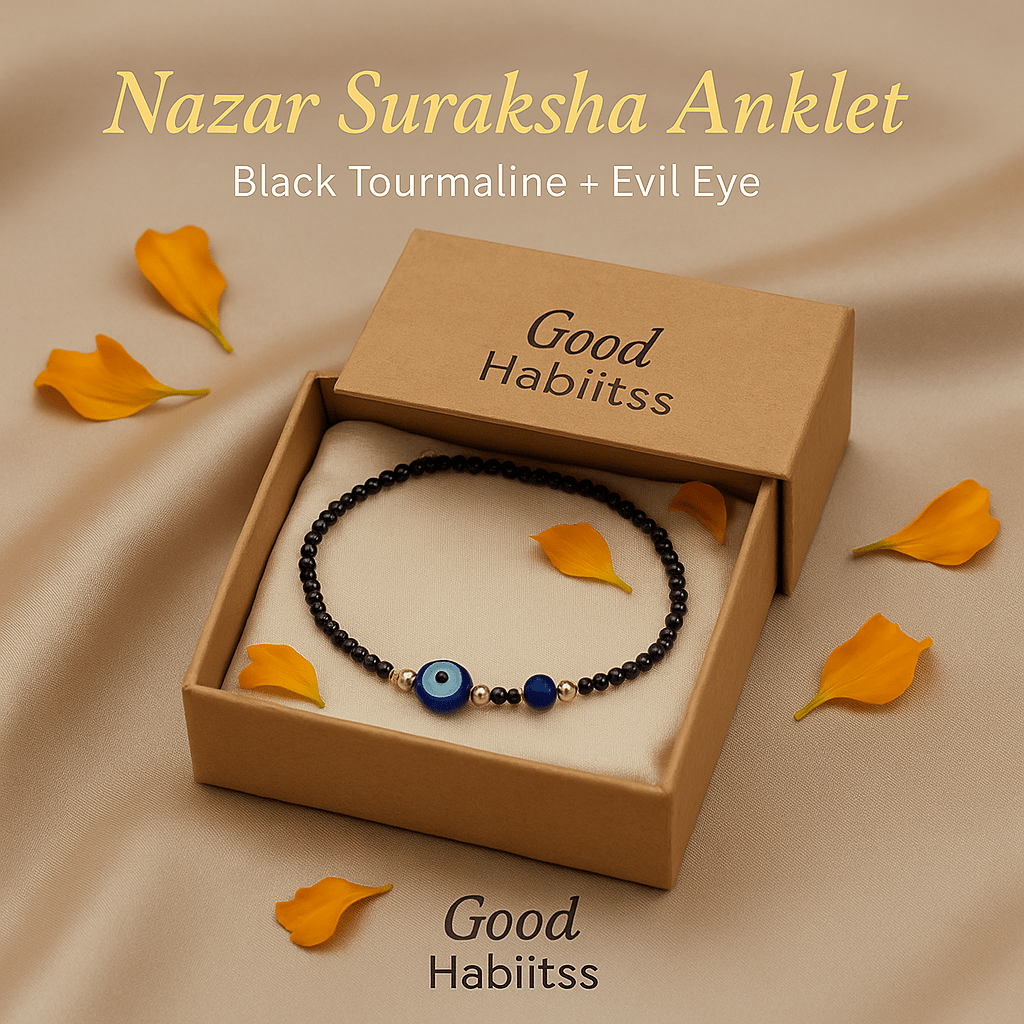 Negative Energy Blocker Anklet – Evil Eye + Tourmaline - GOOD HABITSS