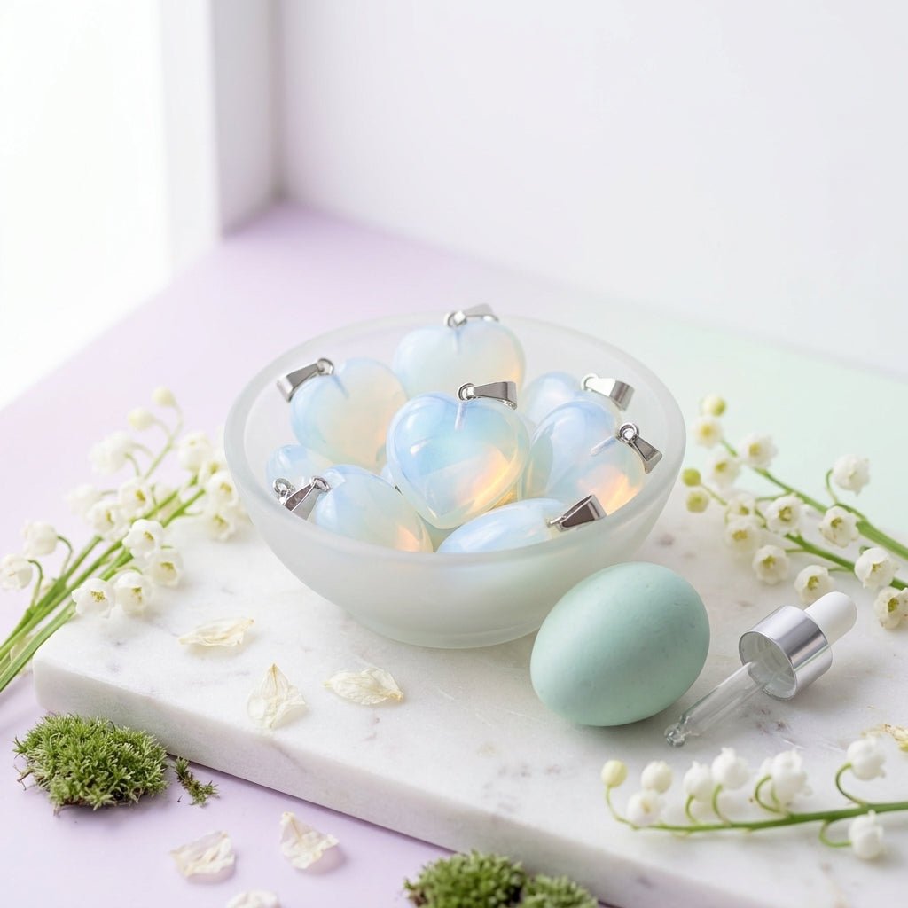 Opalite Heart Pendant - GOOD HABITSS