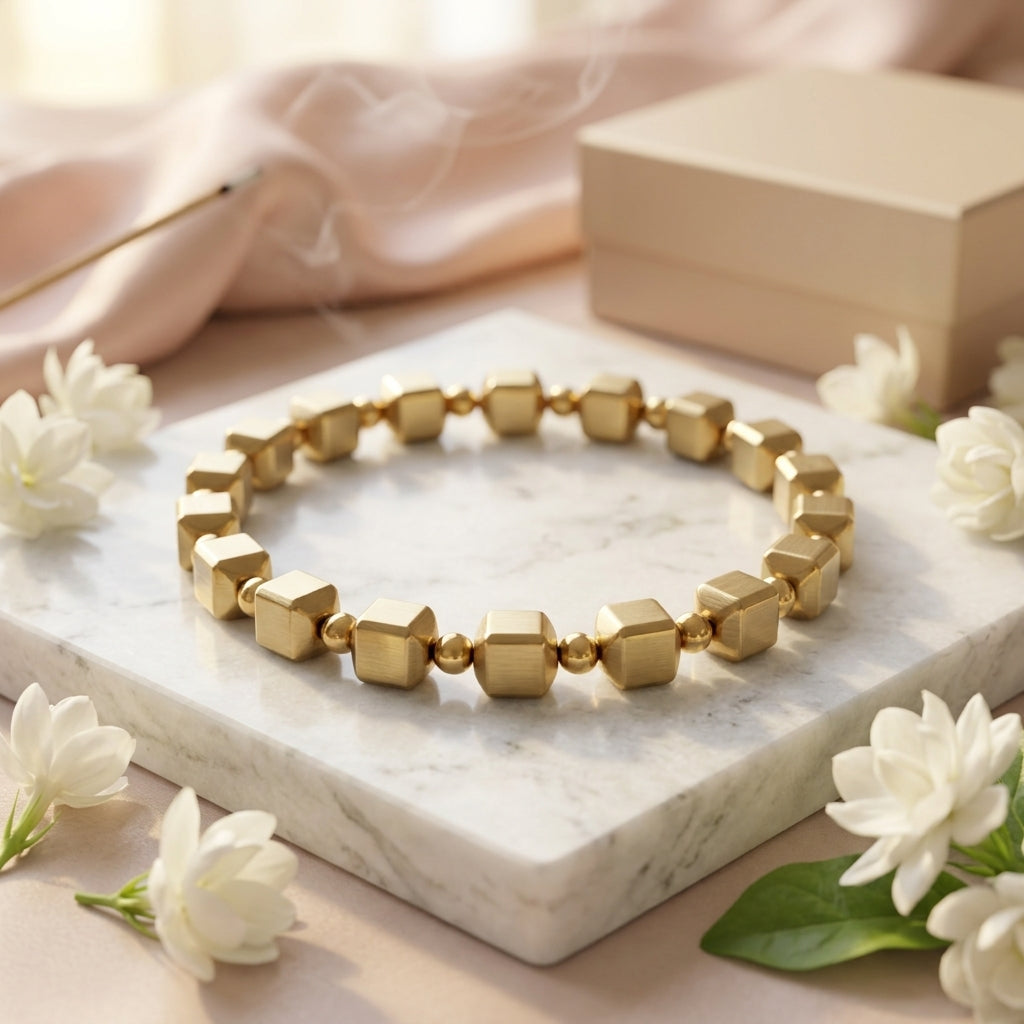 Golden Hematite Cube Bracelet