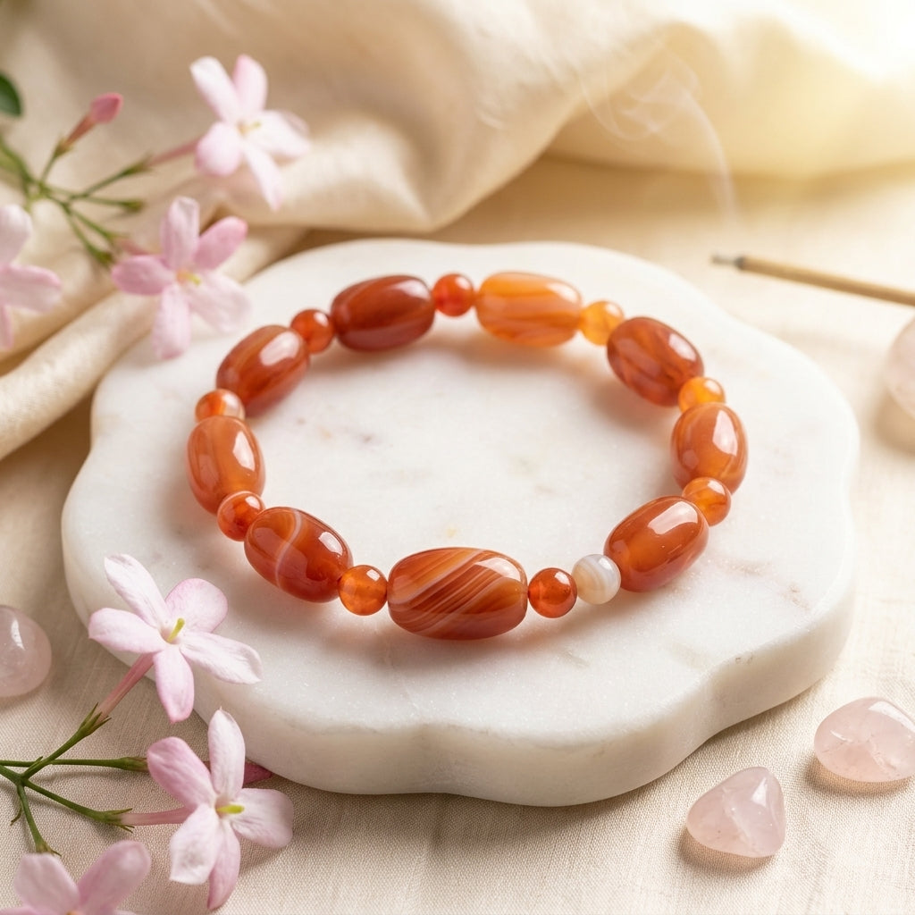 Red Carnelian Oval Shape Bracelet