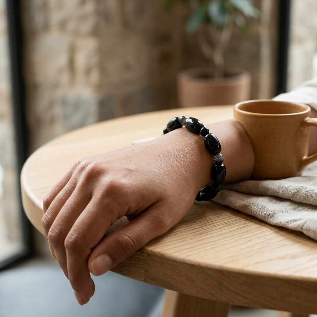 Black Tourmaline Oval Shape Bracelet
