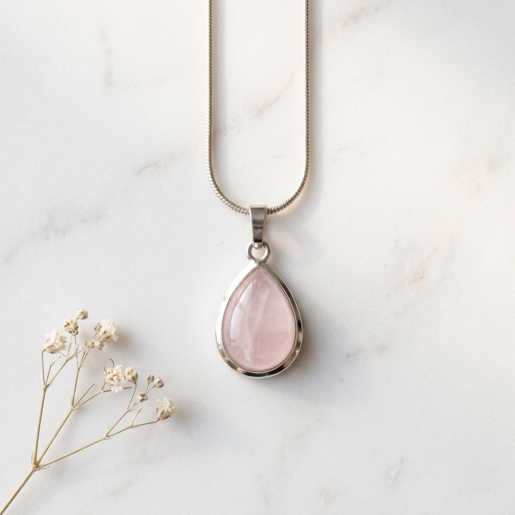Rose Quartz Teardrop Pendant