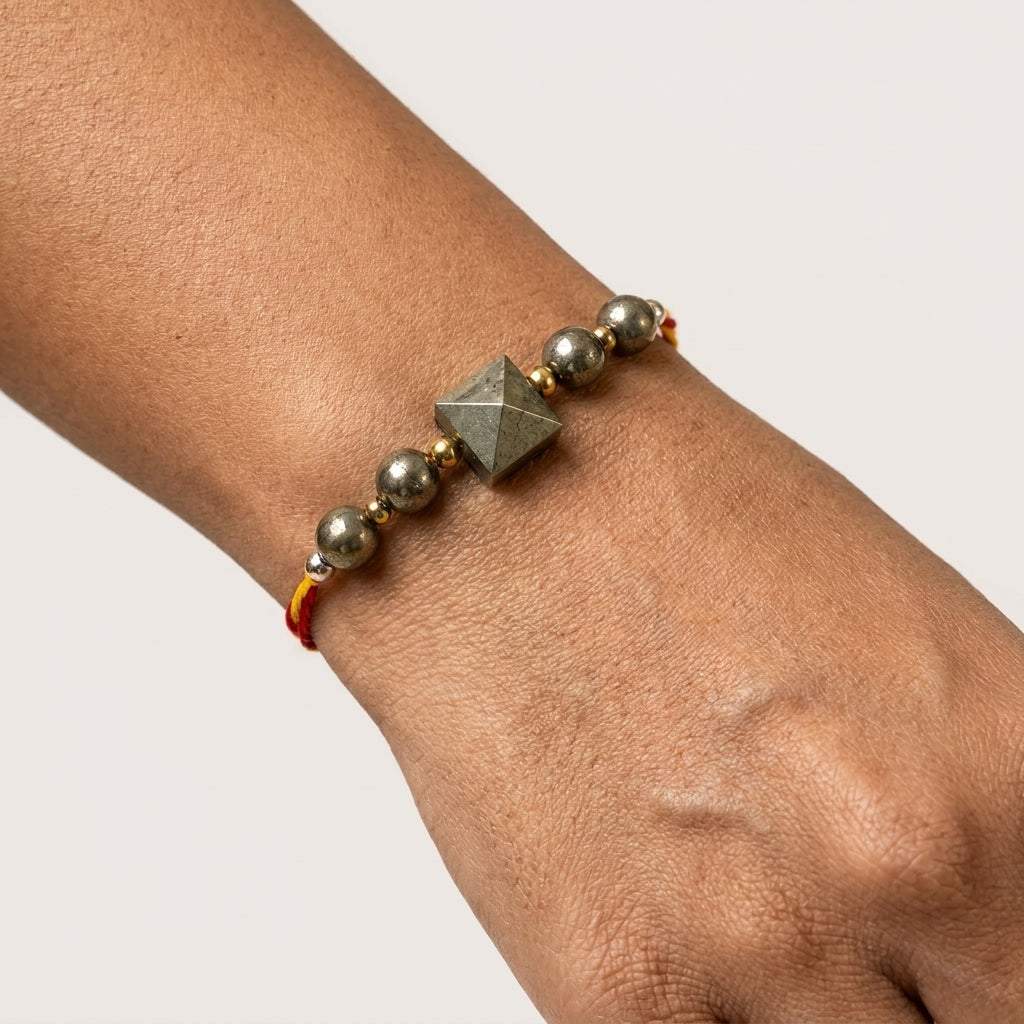 Pyrite Pyramid Rakhi – Geometric Raksha Bandhan Gift – Good Habiitss