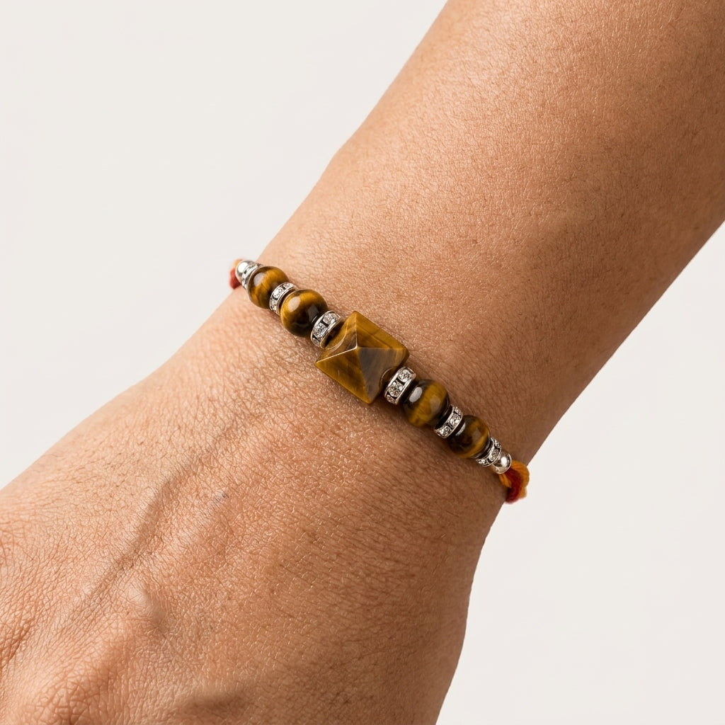 Tiger Eye Pyramid Rakhi – Gemstone-Inspired Raksha Bandhan Gift – Good Habiitss