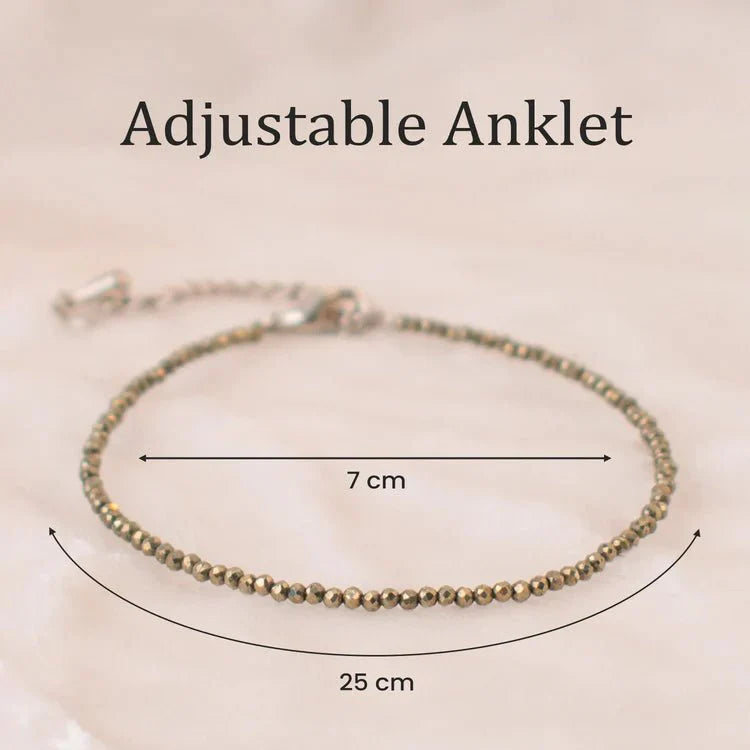 Pyrite Anklet with Rose Quartz Bracelet Combo - GOOD HABITSS