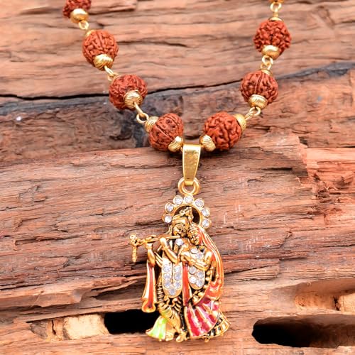 Radha Krishna Locket Chain Rudraksha Mala - GOOD HABITSS