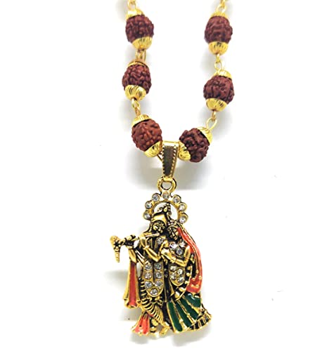 Radha Krishna Locket Chain Rudraksha Mala - GOOD HABITSS