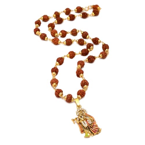 Radha Krishna Locket Chain Rudraksha Mala - GOOD HABITSS