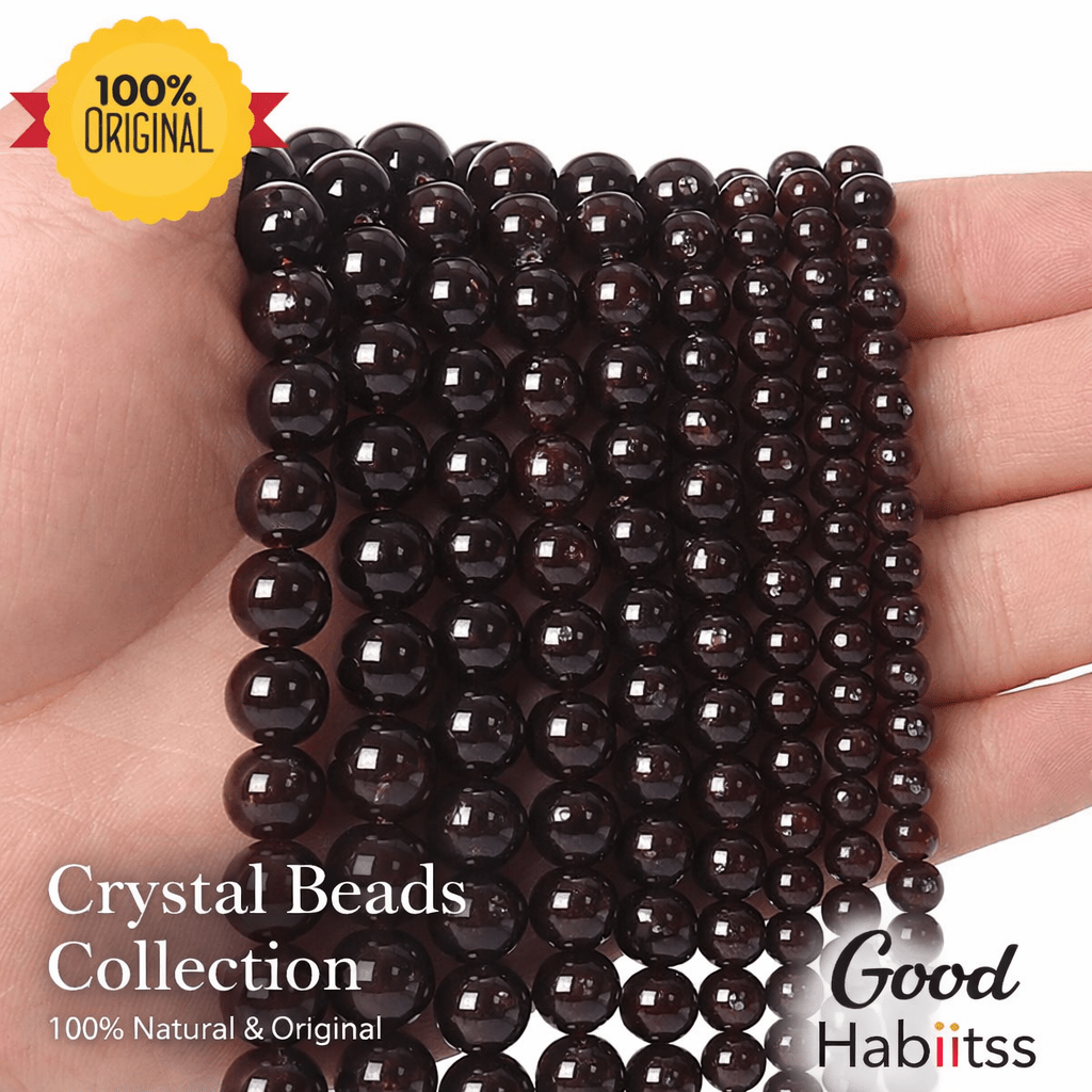 Red Garnet Round Beads String - GOOD HABITSS
