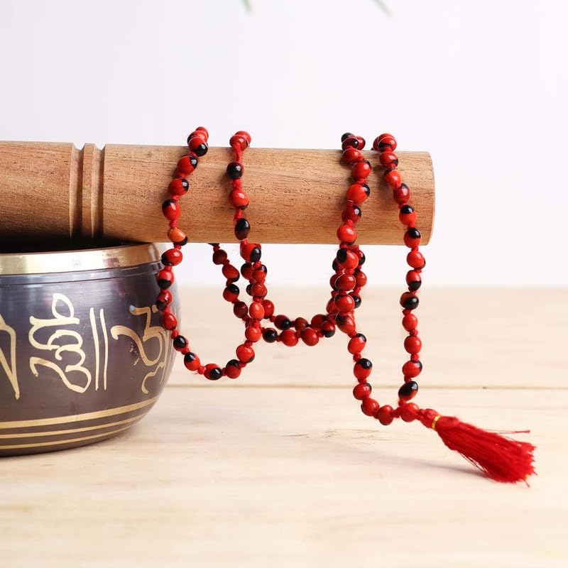 Red Gunja Chirmi Beads Necklace Japa Mala for Lakshmi - GOOD HABITSS