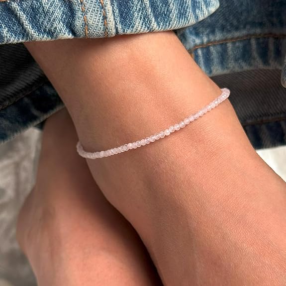 Rose Quartz Anklet - GOOD HABITSS