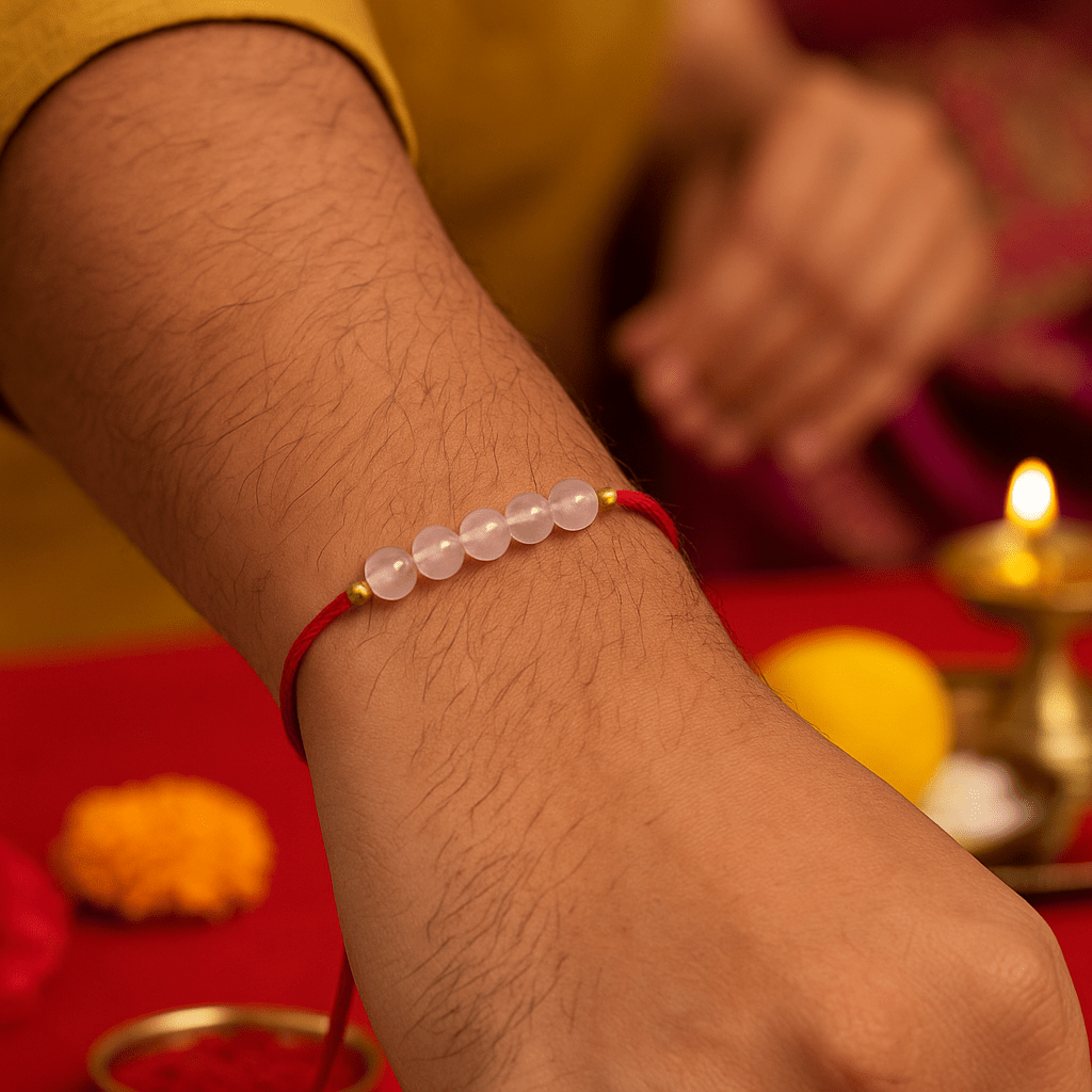 Rose Quartz Healing Rakhi - GOOD HABITSS