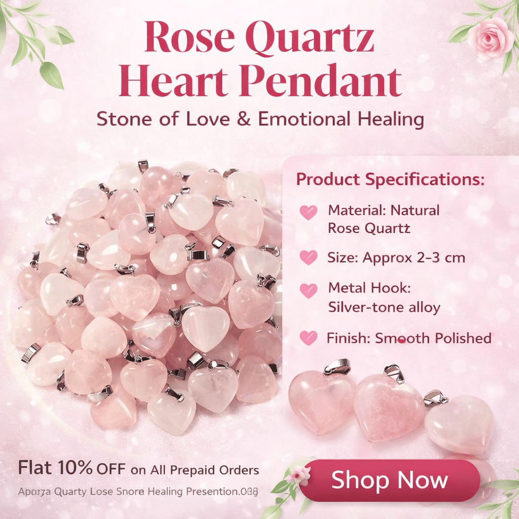 Rose Quartz Heart Pendant - GOOD HABITSS
