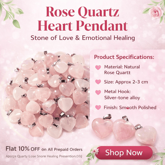 Rose Quartz Heart Pendant - GOOD HABITSS