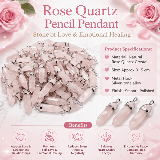 Rose Quartz Pencil Pendant - GOOD HABITSS