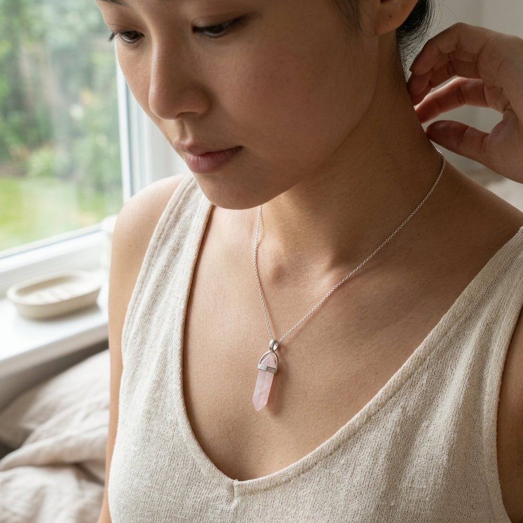 Rose Quartz Pencil Pendant - GOOD HABITSS